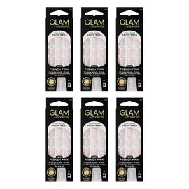 Glam by Manicare Press On Nails Short Square French Pink 24 Pack Bundle of 6