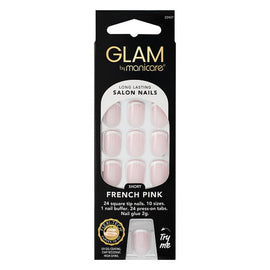 Glam by Manicare Press On Nails Short Square French Pink 24 Pack