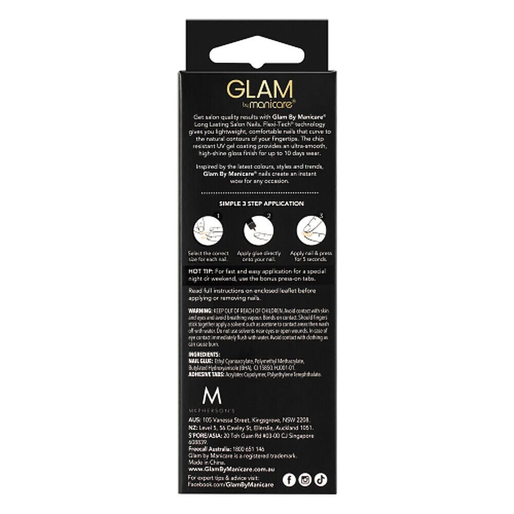 Glam by Manicare Press On Nails Medium Square French Pink 24 Pack
