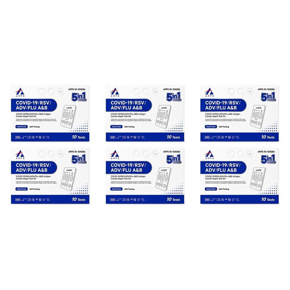 Fanttest AHPC Covid-19/RSV/ADV/Flu A&B Nasal Test 10 Pack Bundle of 6