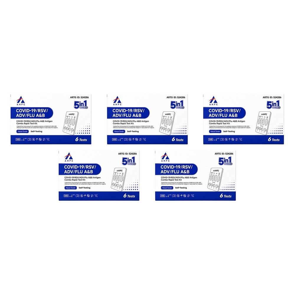 Fanttest AHPC Covid-19/RSV/ADV/Flu A&B Nasal Test 6 Pack Bundle of 5