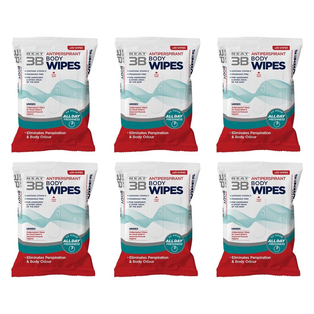 Neat Feat 3B Antiperspirant Body Wipes Pack of 6