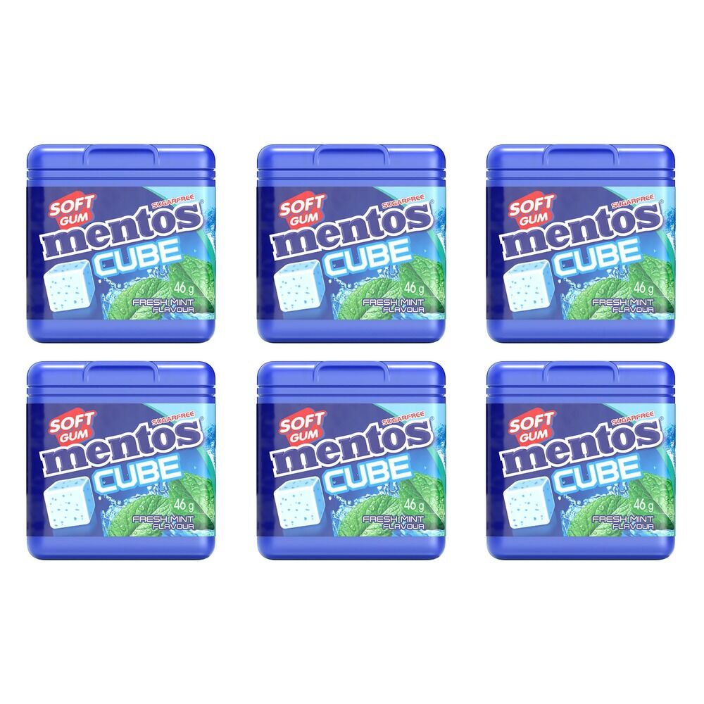 Mentos Cube Ice Mint Sugar Free Chewing Gum Bottle 46g x 4 Bundle of 6