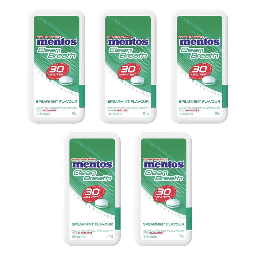 Mentos Clean Breath Spearmint 21g x 12 Bundle of 5