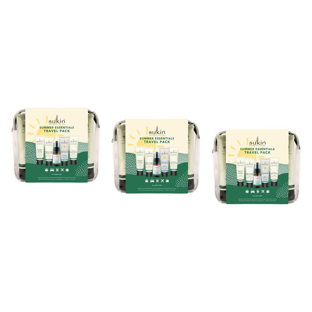 Sukin Summer Essentials Travel Pack 5 Piece Set Bundle of 3