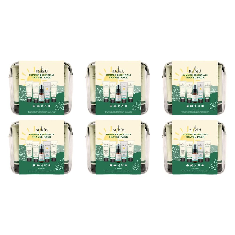 Sukin Summer Essentials Travel Pack 5 Piece Set Bundle of 6