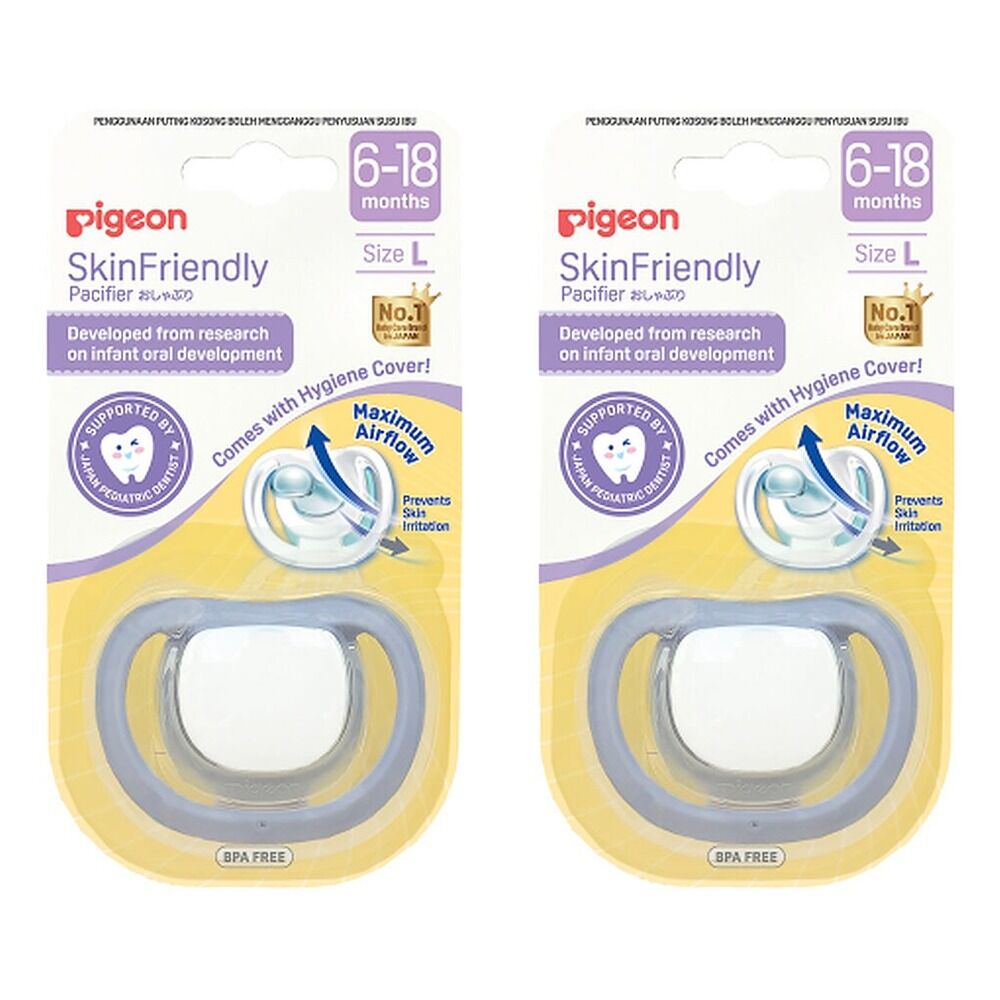 Pigeon Skin Friendly Dummy 6-18 Months Size L Pack of 2