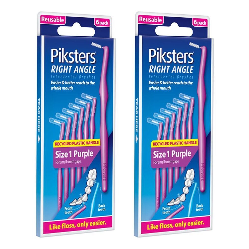 Piksters Right Angle Interdental Brush Purple Size 1 6 Pack x 10 Bundle of 2