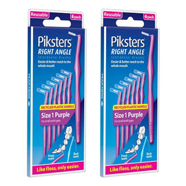 Piksters Right Angle Interdental Brush Purple Size 1 6 Pack x 10 Bundle of 2