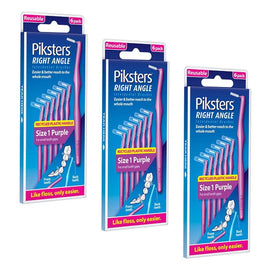 Piksters Right Angle Interdental Brush Purple Size 1 6 Pack x 10 Bundle of 3
