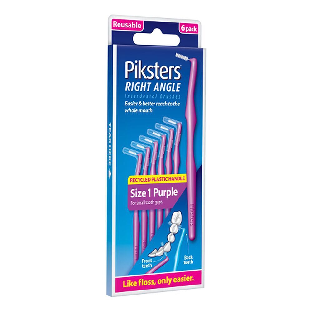 Piksters Right Angle Interdental Brush Purple Size 1 6 Pack x 10
