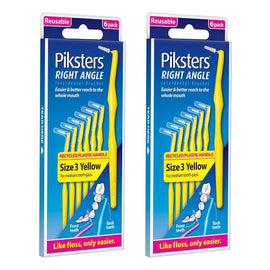 Piksters Right Angle Interdental Brush Yellow Size 3 6 Pack x 10 Bundle of 2