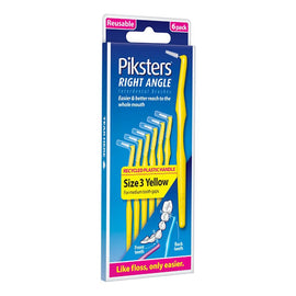 Piksters Right Angle Interdental Brush Yellow Size 3 6 Pack x 10