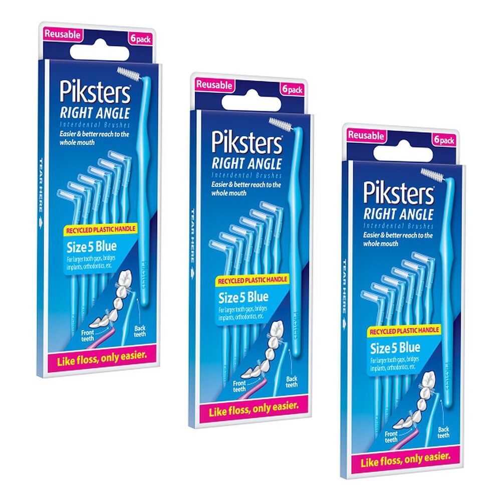 Piksters Right Angle Interdental Brush Blue Size 5 26 Pack x 10 Bundle of 3