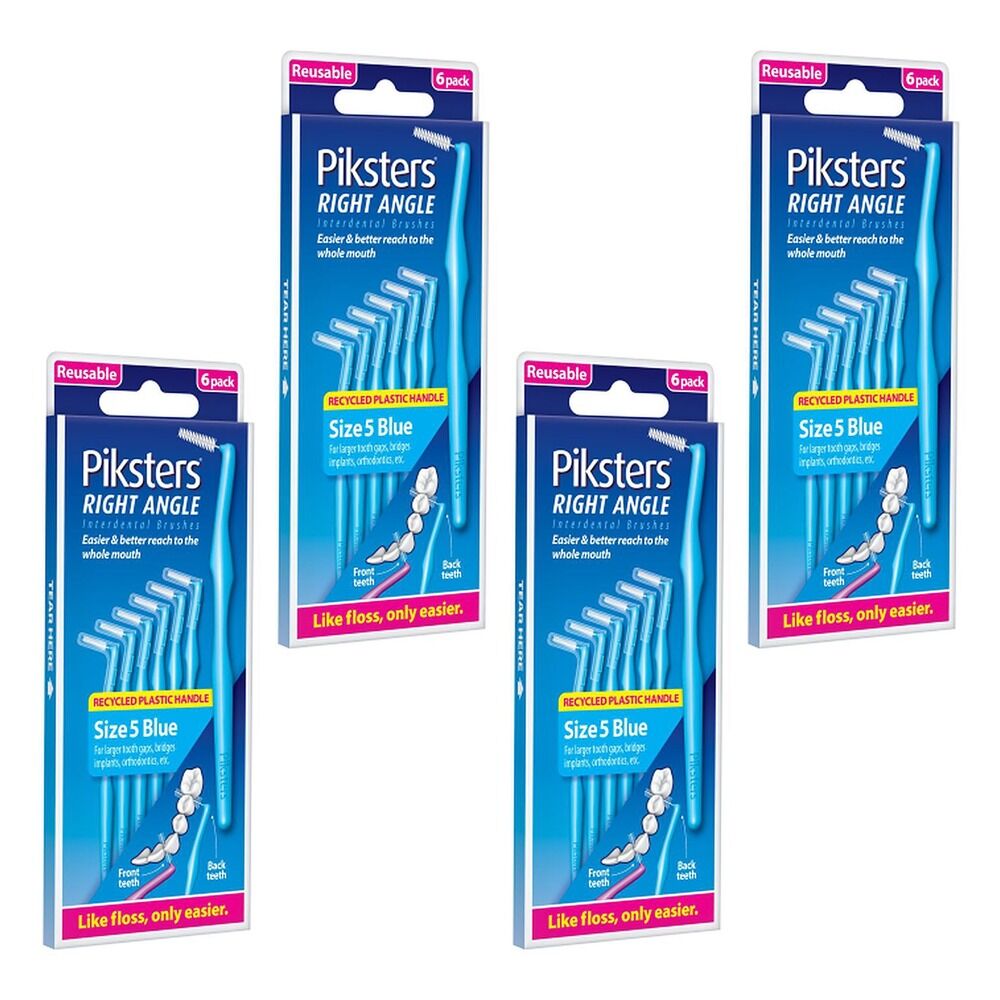 Piksters Right Angle Interdental Brush Blue Size 5 26 Pack x 10 Bundle of 4