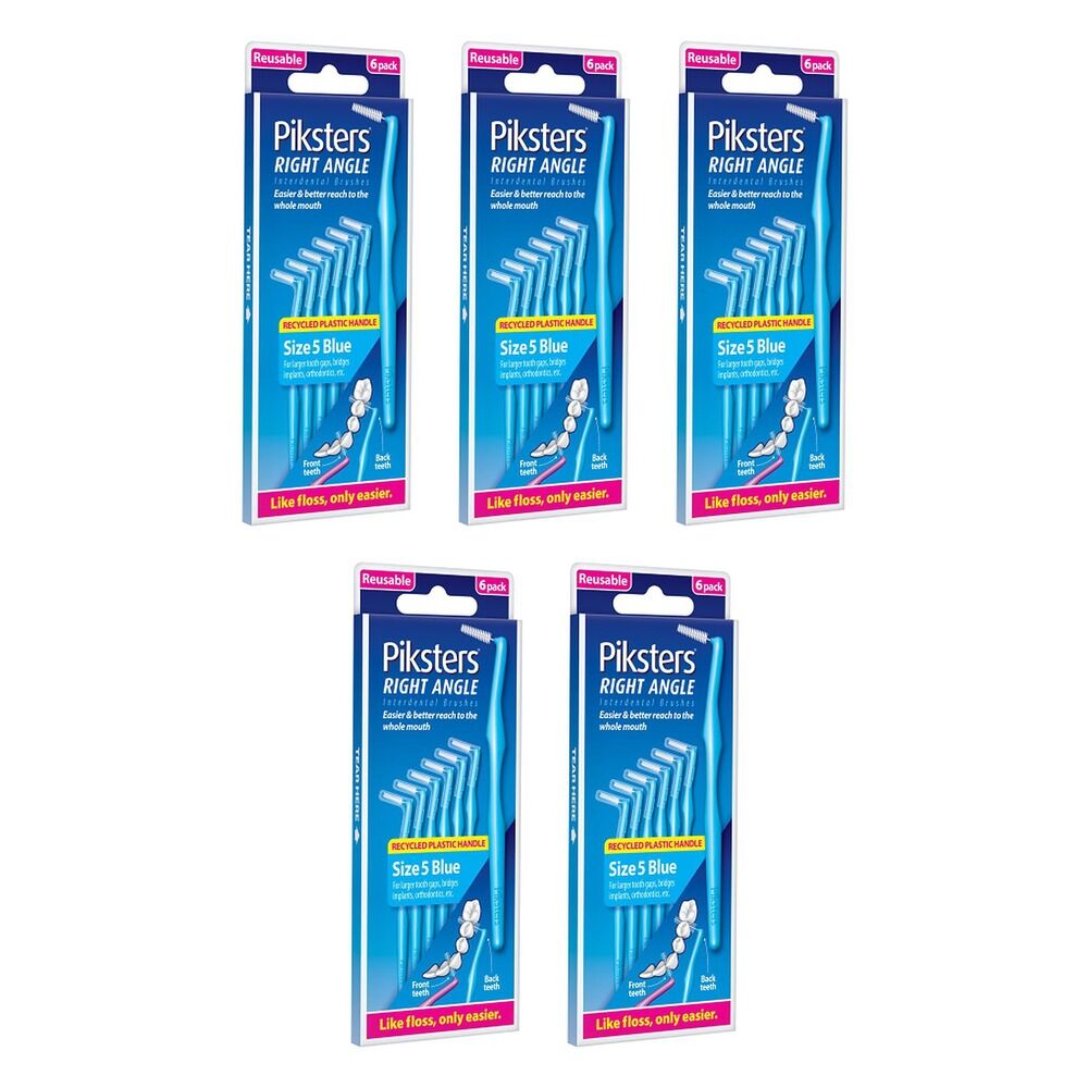 Piksters Right Angle Interdental Brush Blue Size 5 26 Pack x 10 Bundle of 5