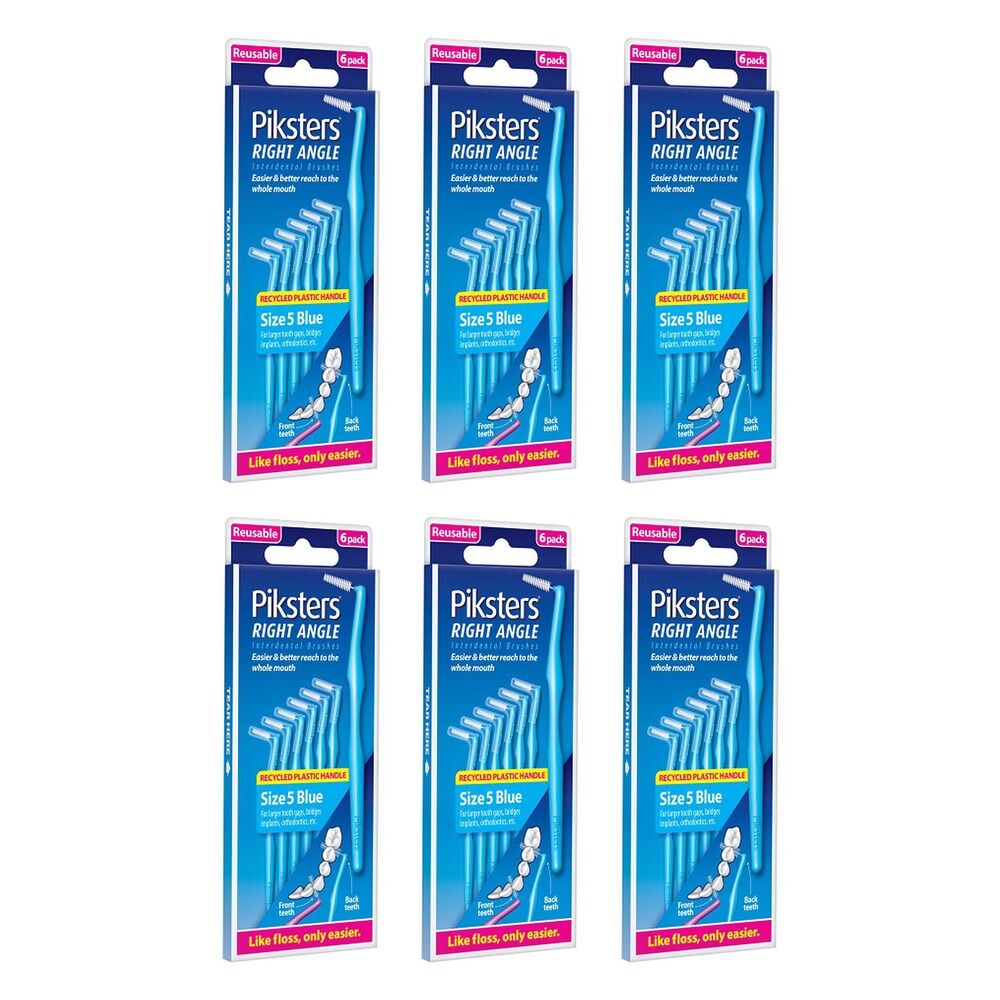 Piksters Right Angle Interdental Brush Blue Size 5 26 Pack x 10 Bundle of 6