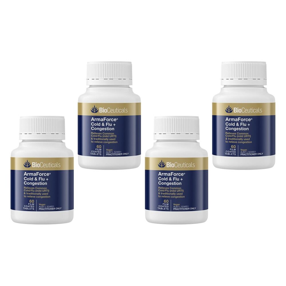 Bioceuticals ArmaForce Cold & Flu + Congestion Chewable Tablets Pack of 4