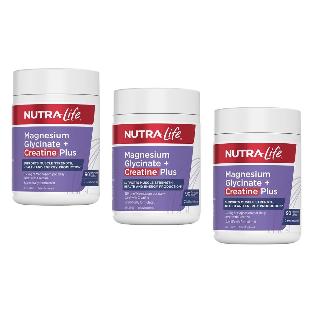 Nutra-Life Magnesium Glycinate + Creatine Plus 90 Tablets Pack of 3