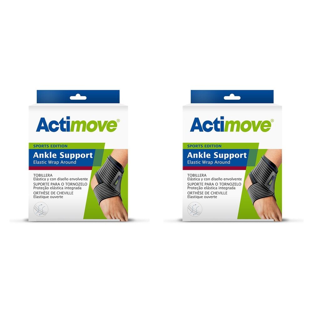 Actimove Sport Ankle Wrap Around Large Black Pack of 2