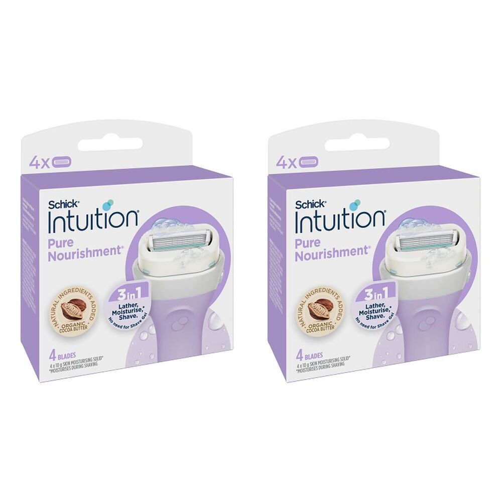 Schick Intuition Pure Nourishment Razor Refills 4 Pack Bundle of 2