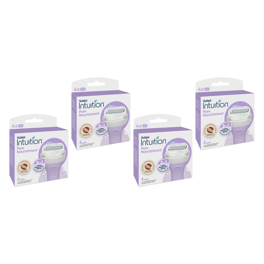 Schick Intuition Pure Nourishment Razor Refills 4 Pack Bundle of 4