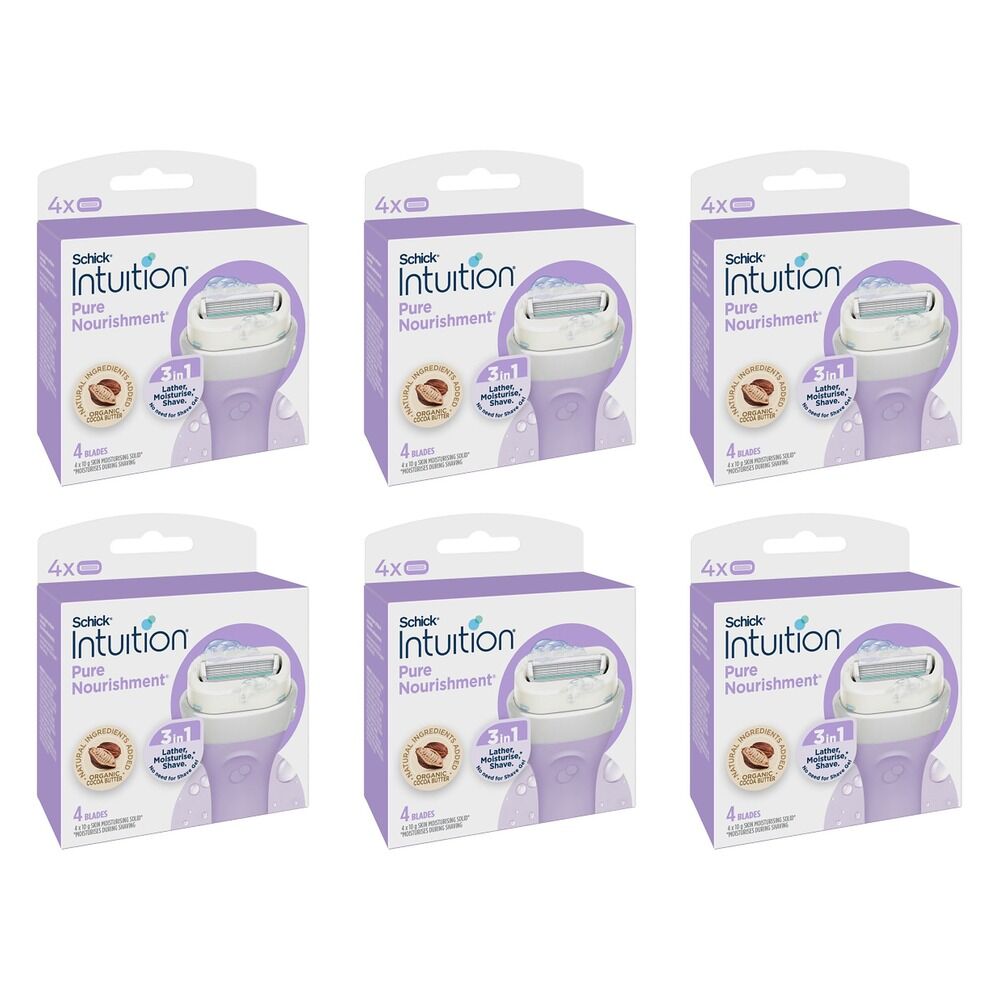 Schick Intuition Pure Nourishment Razor Refills 4 Pack Bundle of 6
