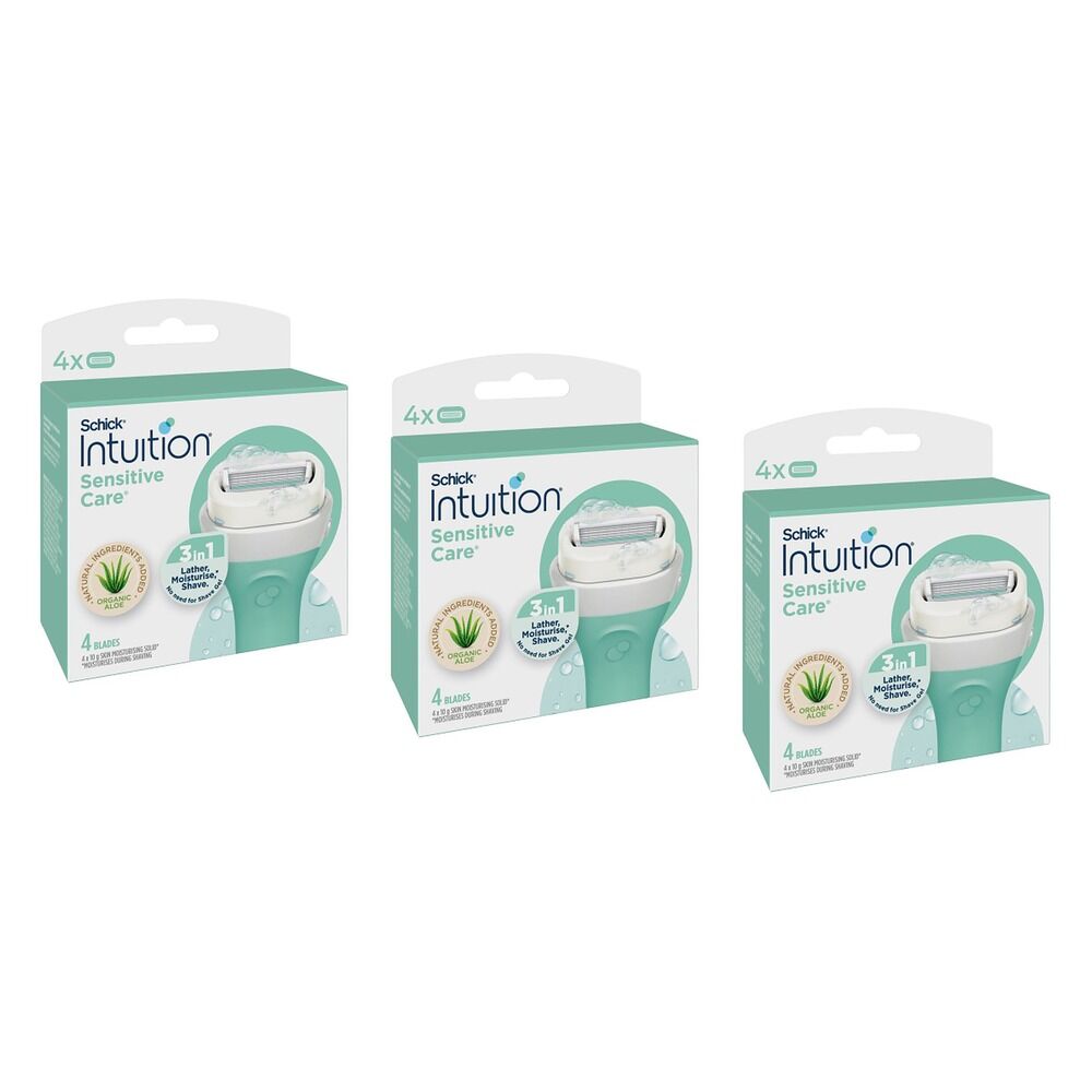 Schick Intuition Sensitive Care Razor Refills 4 Pack Bundle of 3