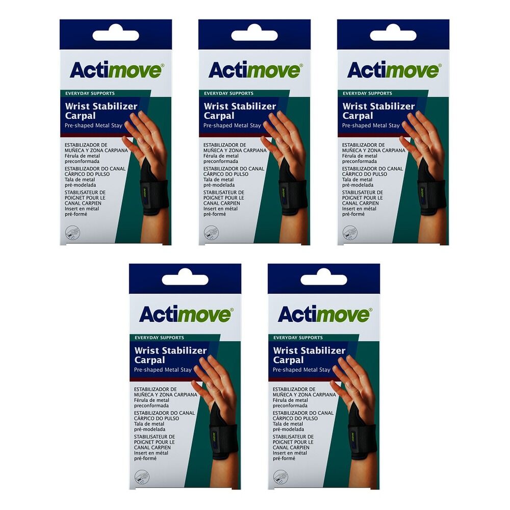 Actimove Wrist Stabiliser Carpal Right/Left Universal Black Pack of 5