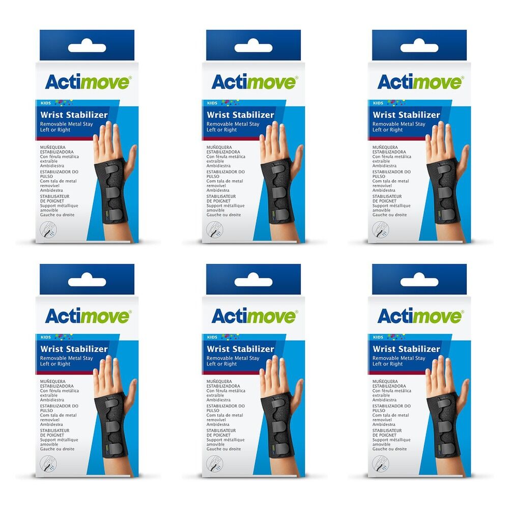 Actimove Sport Wrist Brace Right/Left Pediatric Black Pack of 6
