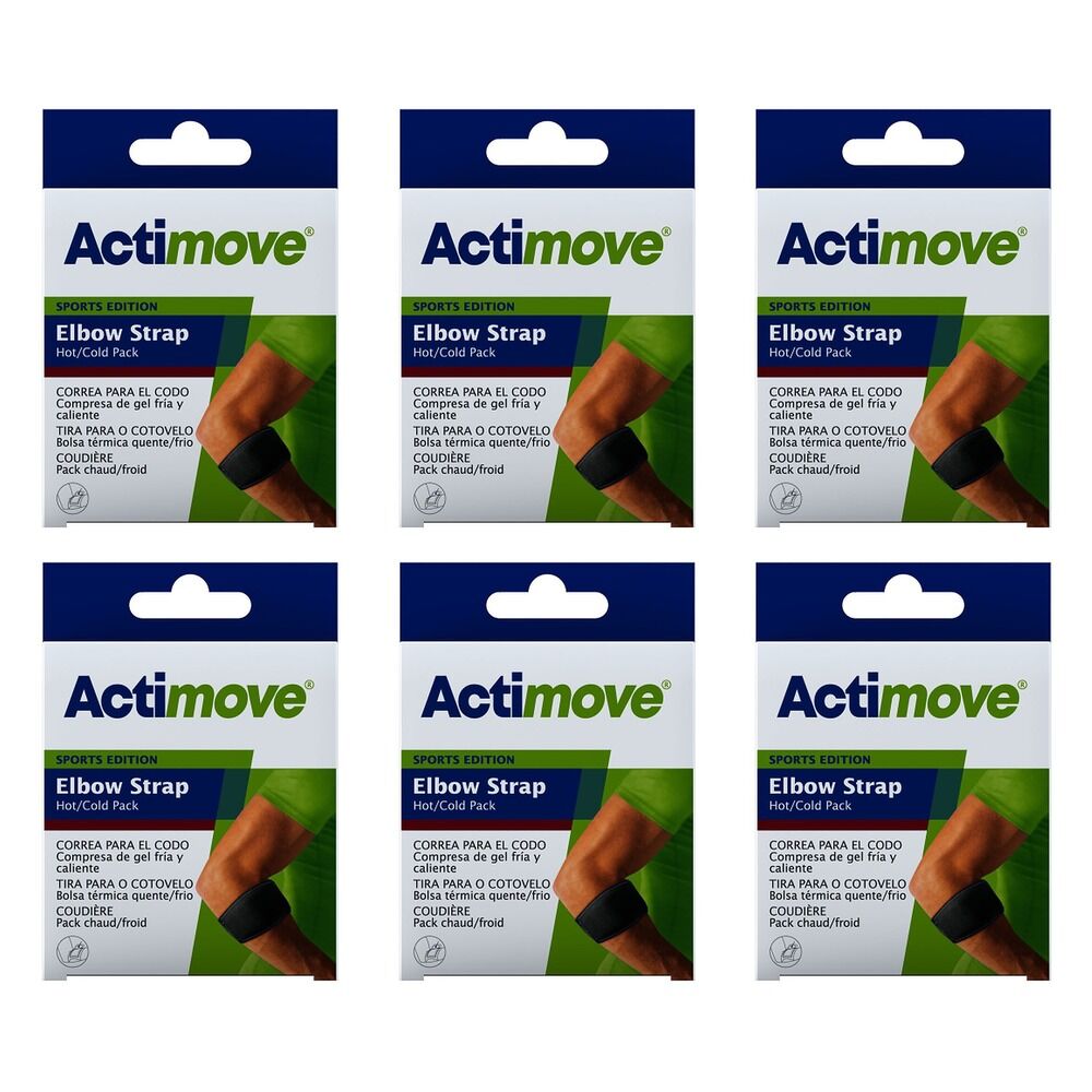 Actimove Elbow Strap Hot/Cold Pack, Universal, Black Bundle of 6