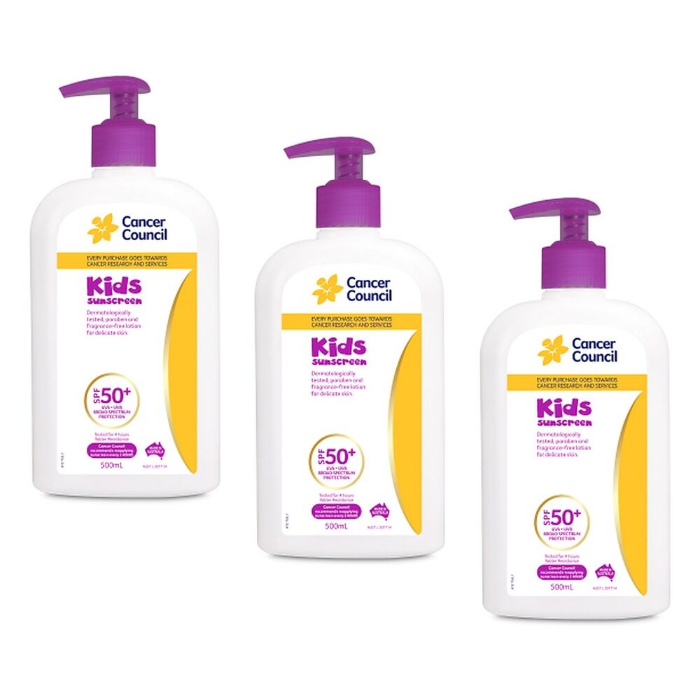 Cancer Council Kids Sunscreen Pump SPF 50+ 500mL Pack of 3