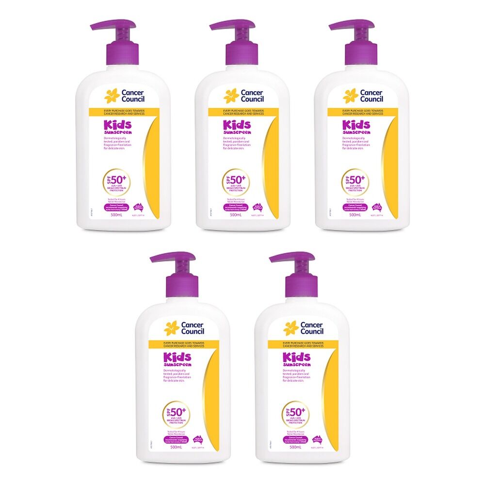 Cancer Council Kids Sunscreen Pump SPF 50+ 500mL Pack of 5