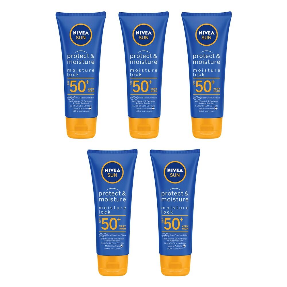 Nivea Sun Protect & Moisture Lock SPF50+ Lotion 100mL Pack of 5