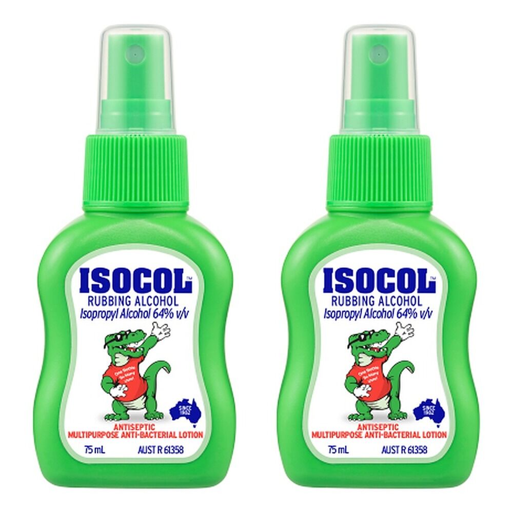 Isocol Rubbing Alcohol Antiseptic Cleanser 75mL Pack of 2