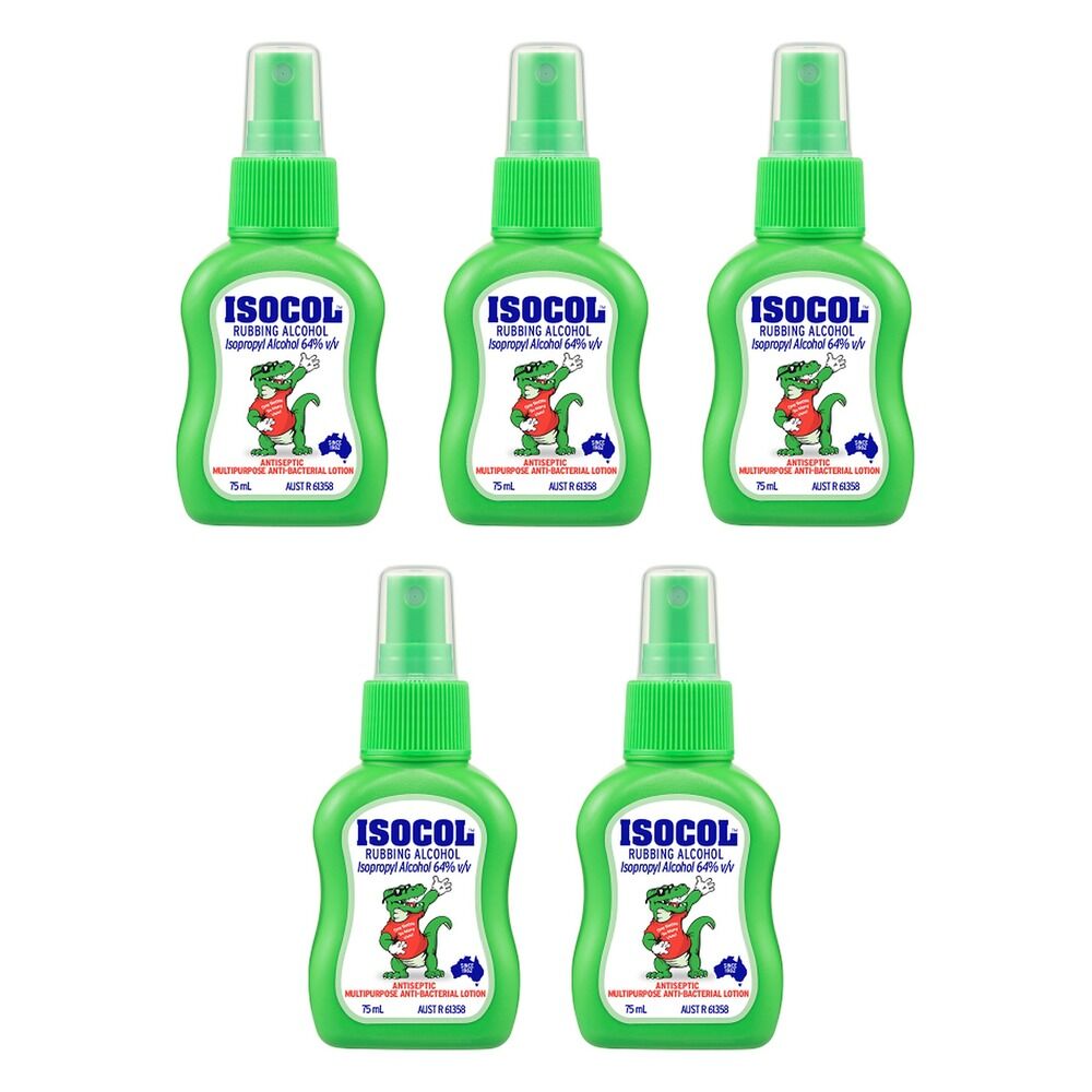 Isocol Rubbing Alcohol Antiseptic Cleanser 75mL Pack of 5