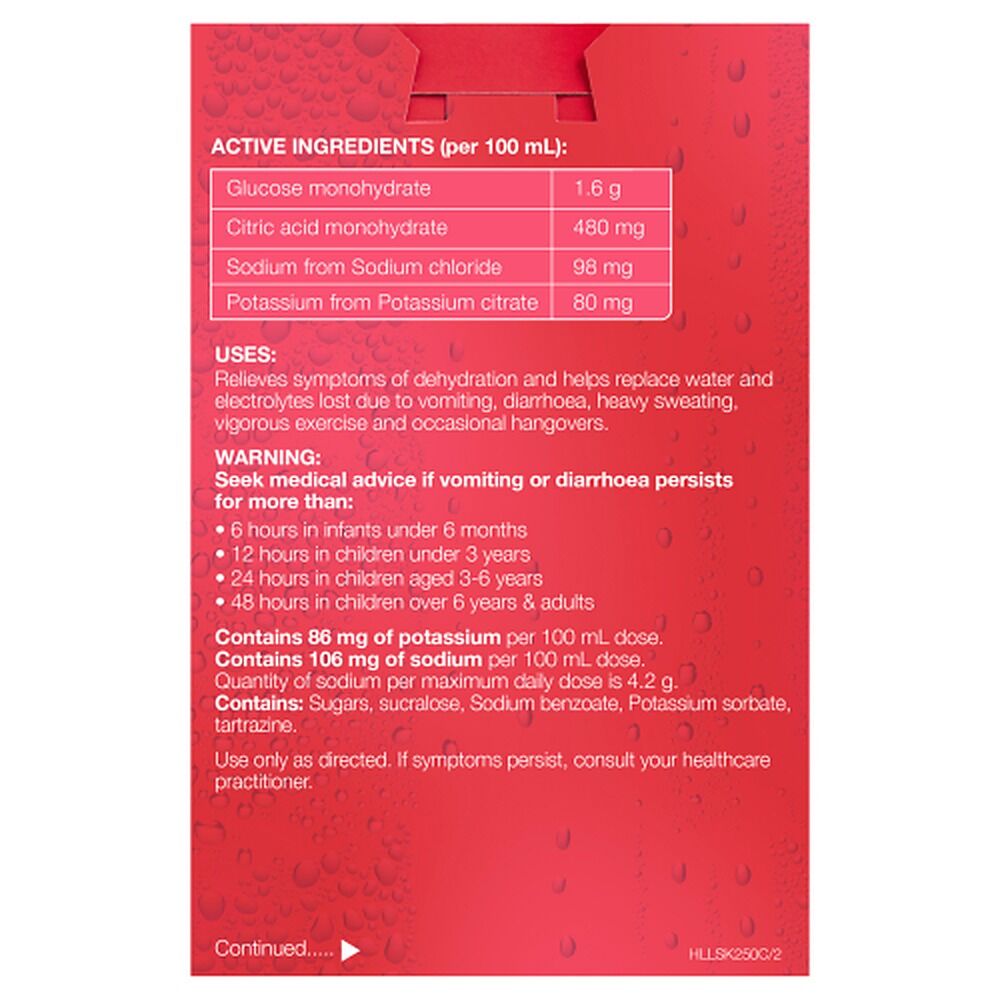 Hydralyte Electrolyte Solution Strawberry Kiwi Flavoured 4 x 250mL