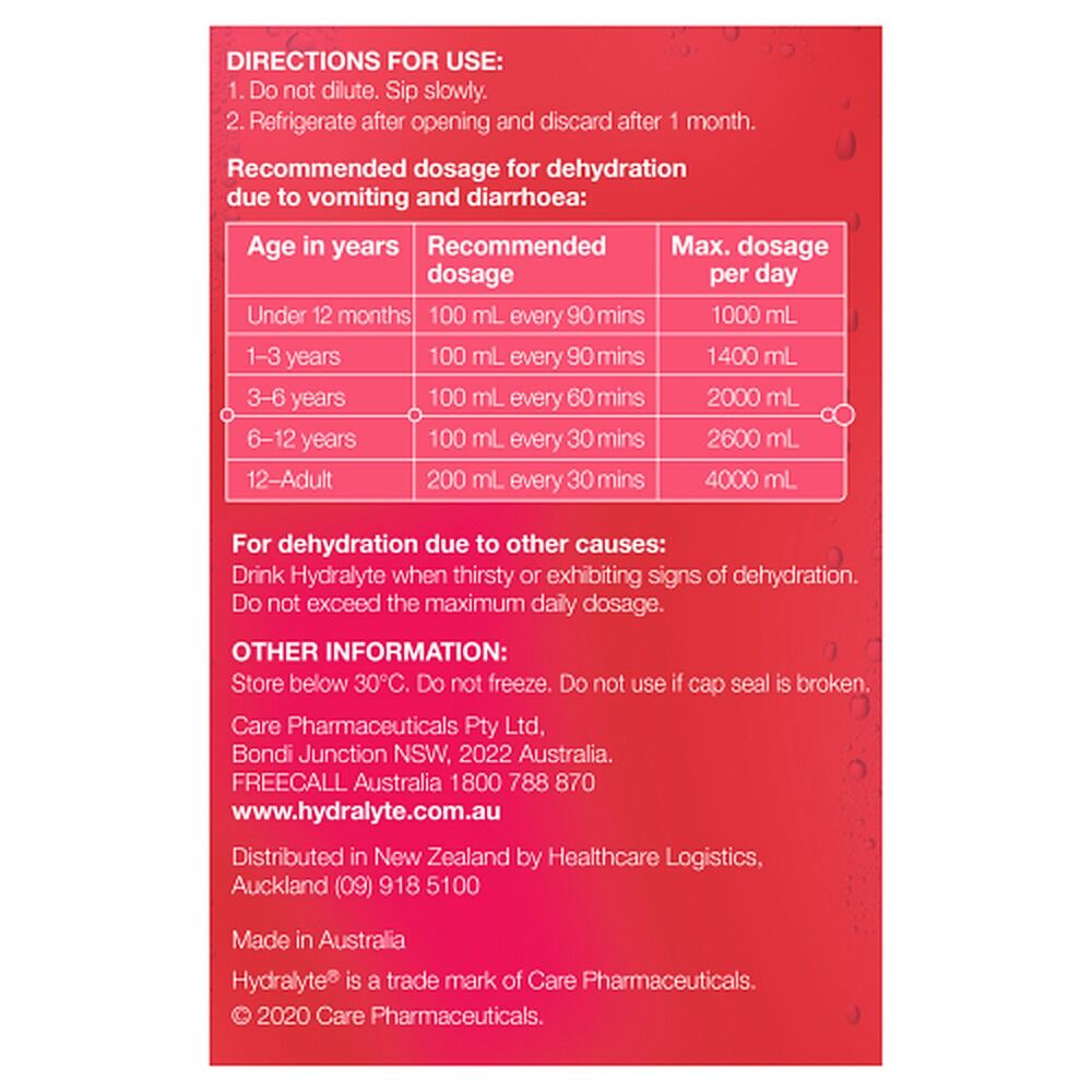 Hydralyte Electrolyte Solution Strawberry Kiwi Flavoured 4 x 250mL