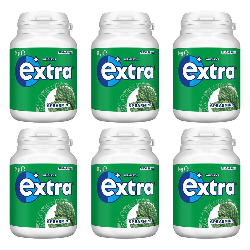 Extra Spearmint Sugar Free Chewing Gum 64g x 6 Bundle of 6