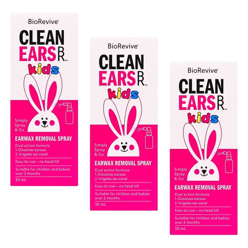 BioRevive CleanEars Kids Earwax Removal Spray 30mL Pack of 3