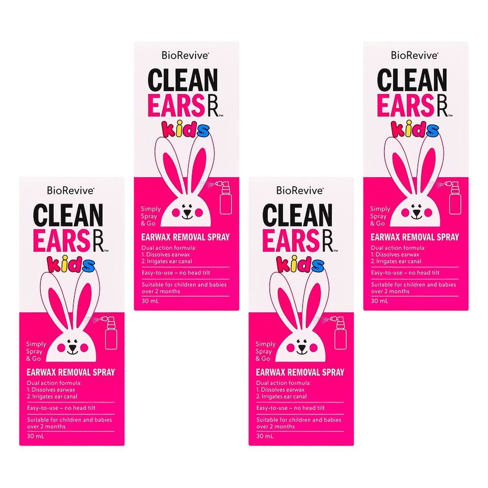 BioRevive CleanEars Kids Earwax Removal Spray 30mL Pack of 4