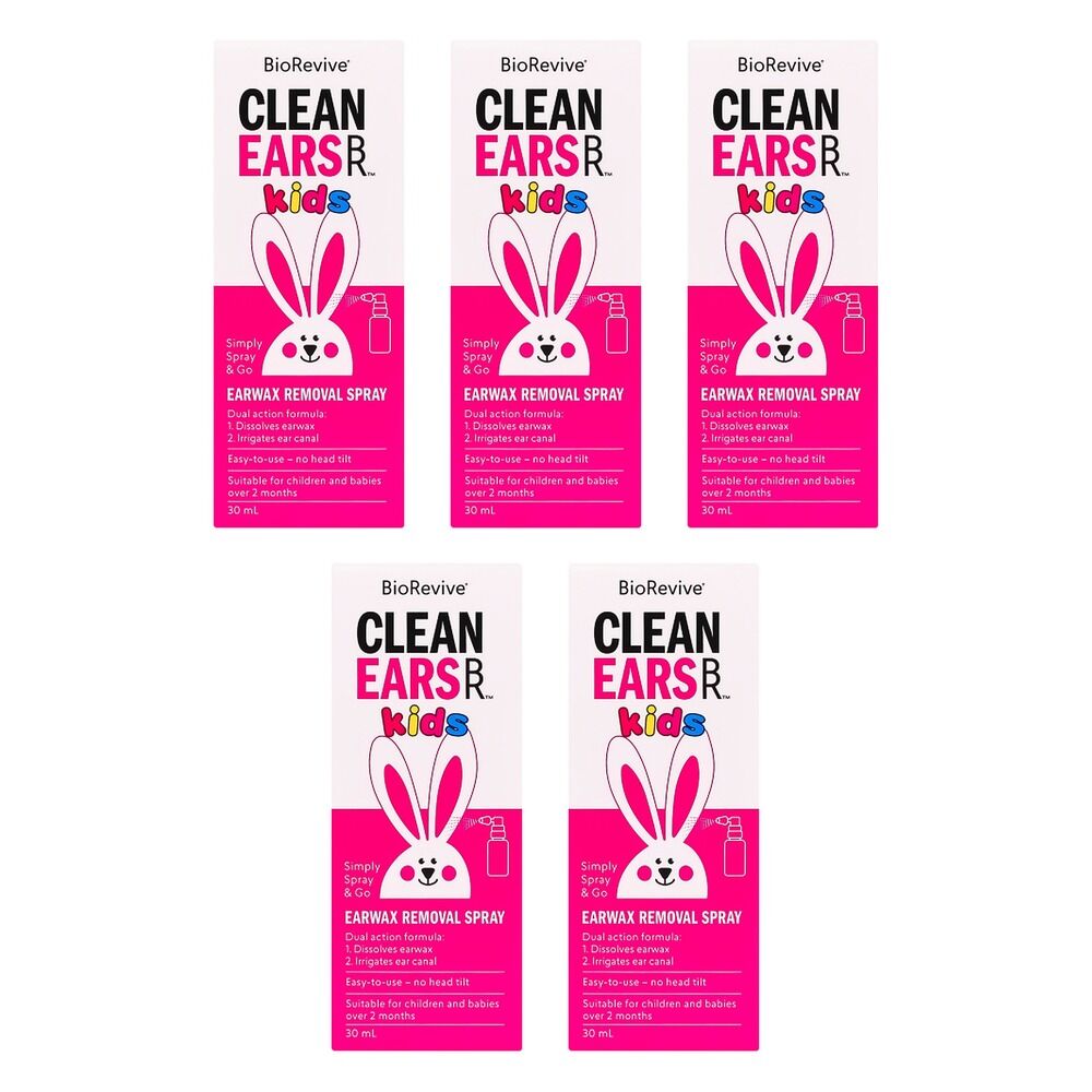 BioRevive CleanEars Kids Earwax Removal Spray 30mL Pack of 5