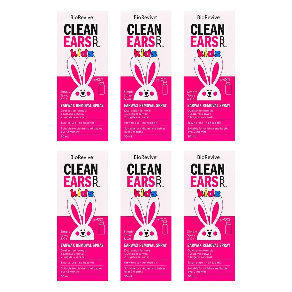 BioRevive CleanEars Kids Earwax Removal Spray 30mL Pack of 6