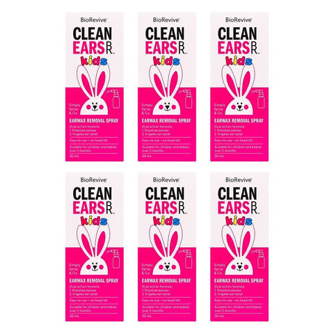 BioRevive CleanEars Kids Earwax Removal Spray 30mL Pack of 6