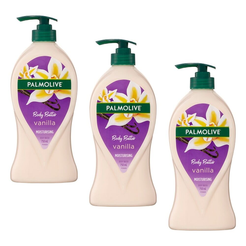 Palmolive Body Butter Vanilla Moisturising Body Wash 750mL Pack of 3