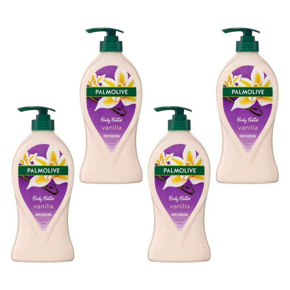 Palmolive Body Butter Vanilla Moisturising Body Wash 750mL Pack of 4