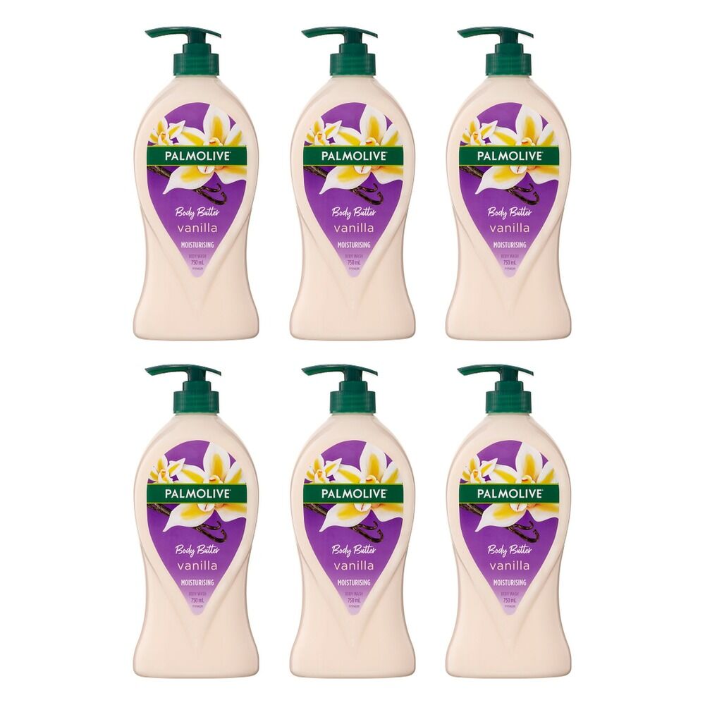 Palmolive Body Butter Vanilla Moisturising Body Wash 750mL Pack of 6