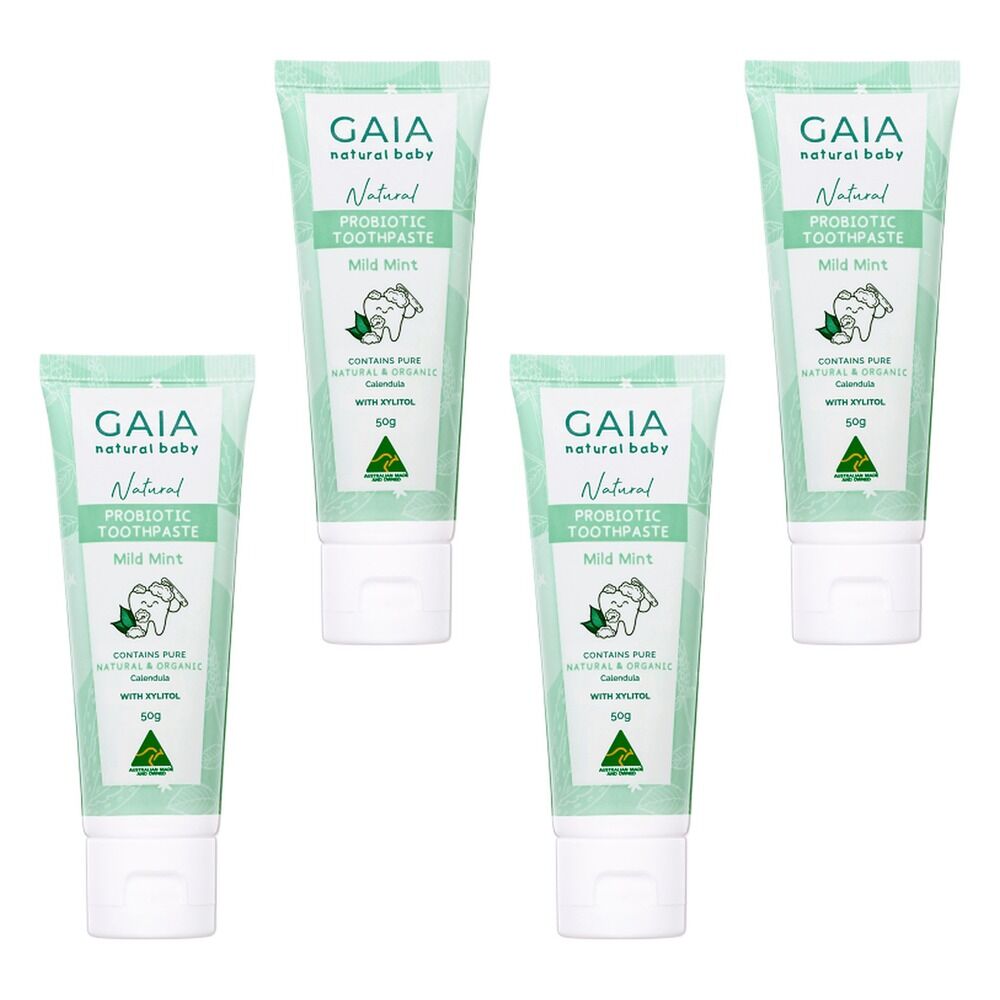 GAIA Natural Baby Probiotic Toothpaste Mild Mint 50g Pack of 4