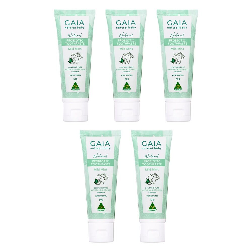 GAIA Natural Baby Probiotic Toothpaste Mild Mint 50g Pack of 5
