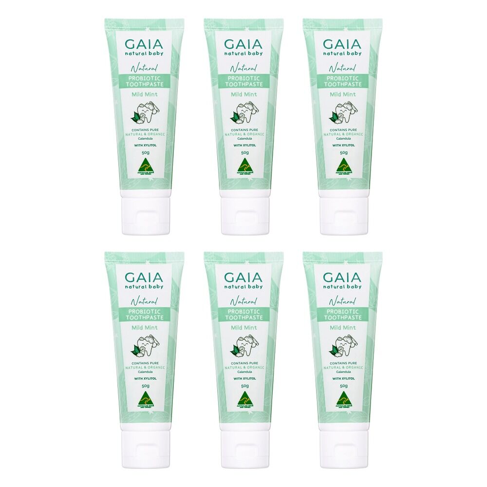 GAIA Natural Baby Probiotic Toothpaste Mild Mint 50g Pack of 6